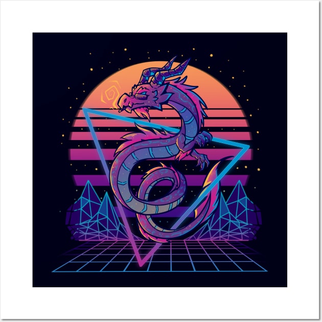 RetroWave Dragon Aesthetic Wall Art by TechraNova